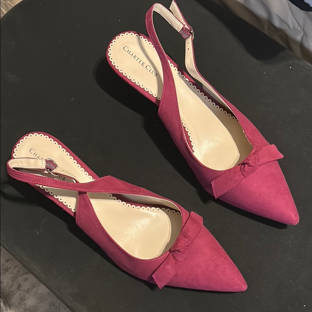 Charter Club Pink Suede Slingback Heels